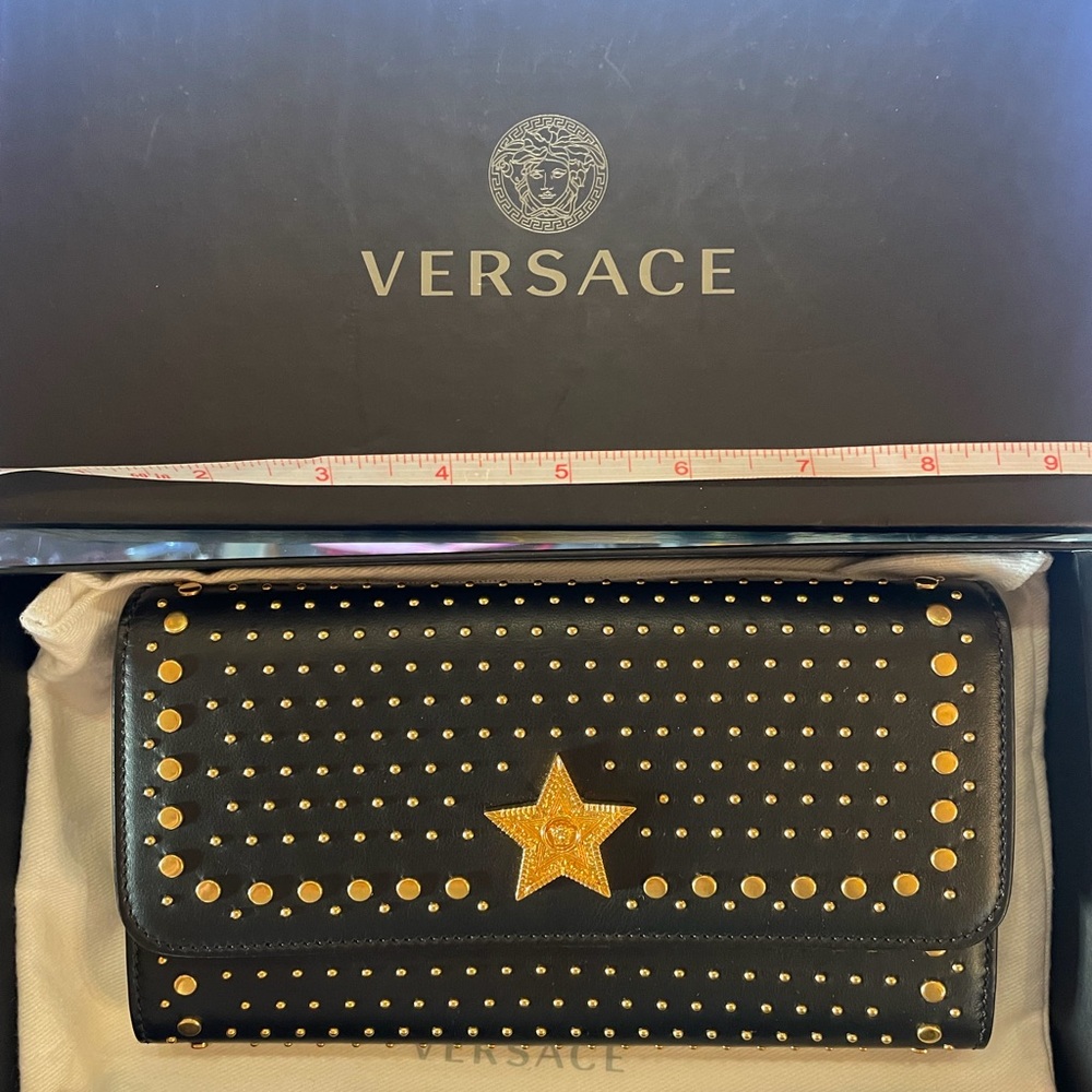 Versace Black and Gold Leather wallet